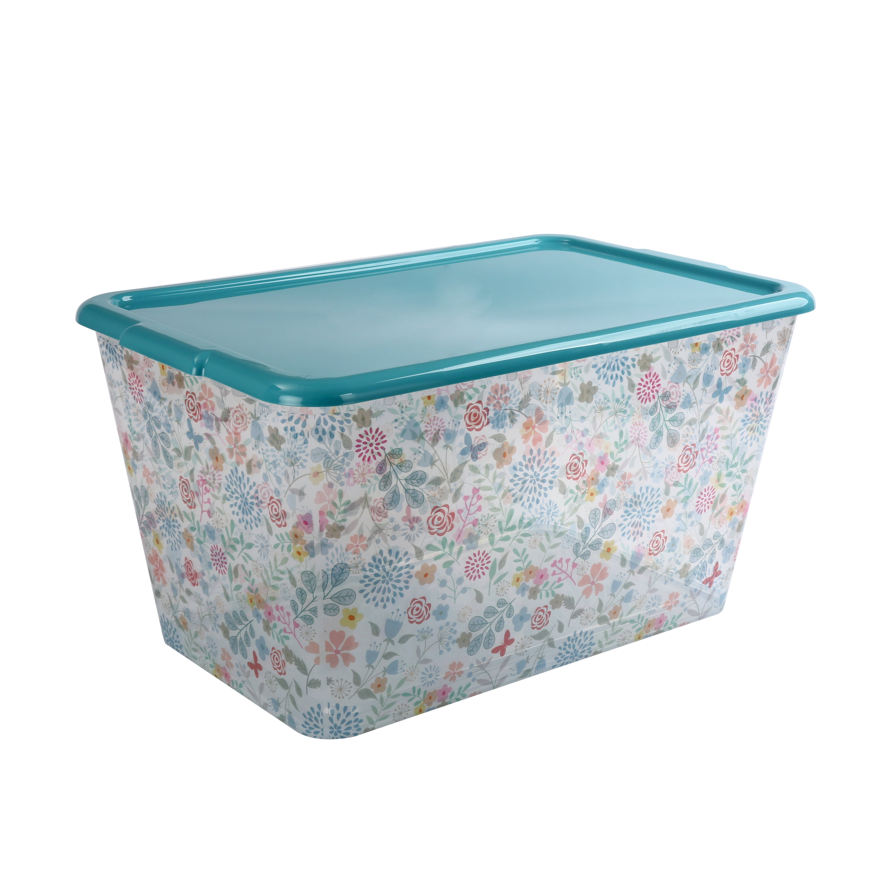 SimplyKleen 14.5-gal. Reusable Stacking Plastic Storage Containers with  Lids, Colorful Flower (Pack of 4)