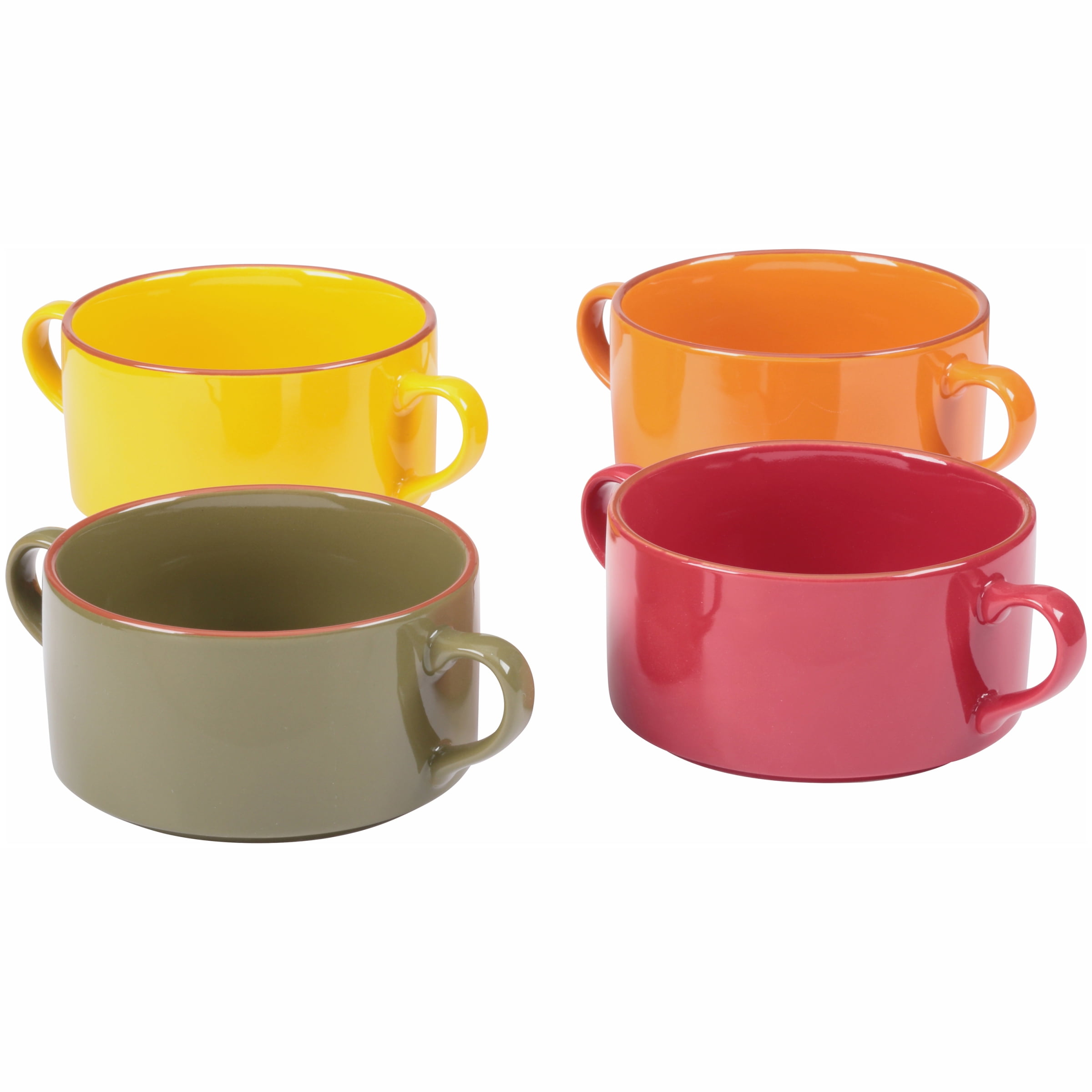 Mainstays 4 pack Multi Color Double Handled Soup Bowls