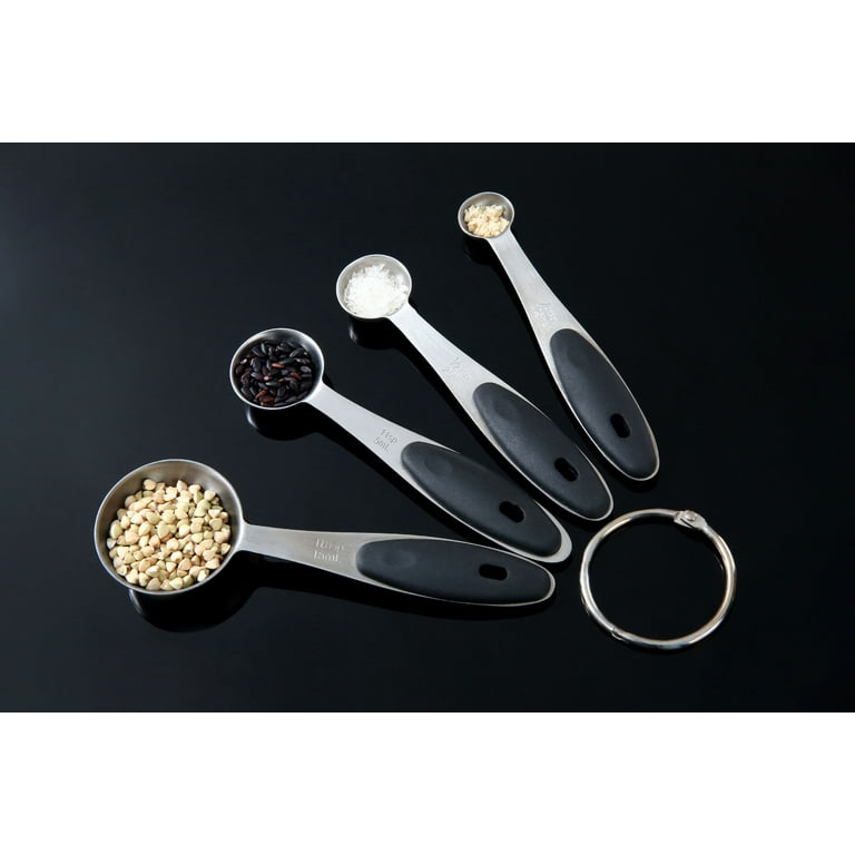 Mainstays 4-piece Stainless Steel Measuring Spoons on Storage Ring