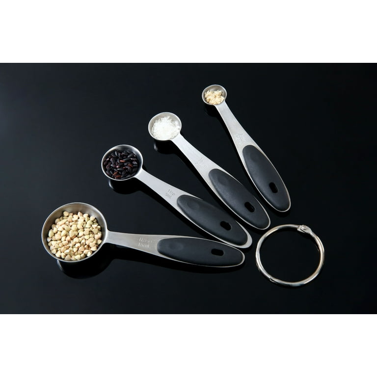 Mainstays 4-piece Stainless Steel Measuring Spoons on Storage Ring 