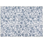 Mainstays Blue Floral Faux Fur Indoor Accent Rug, 4'x5'6"