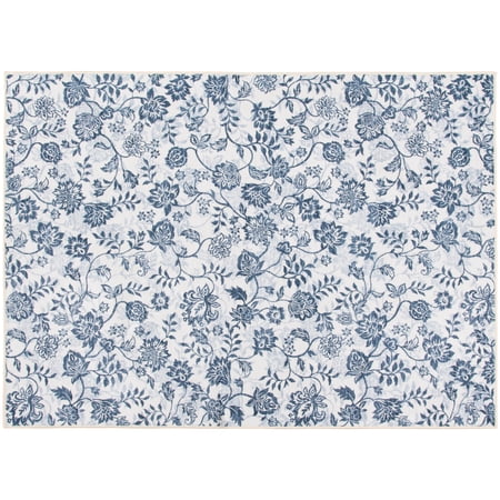 Mainstays Blue Floral Faux Fur Indoor Accent Rug, 4'x5'6"