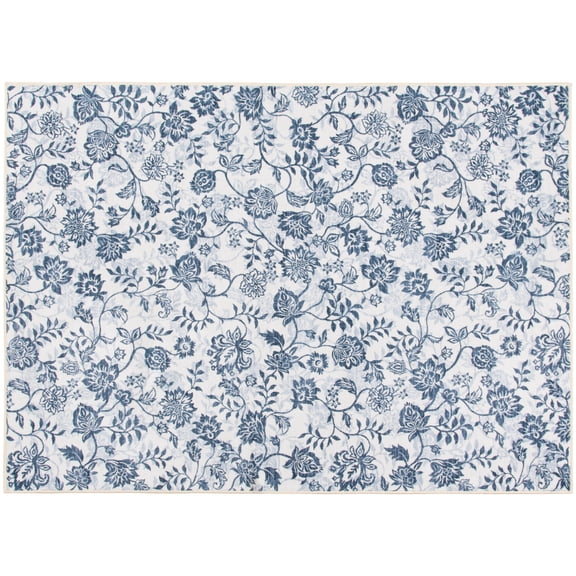 Mainstays Blue Floral Faux Fur Indoor Accent Rug, 4'x5'6"