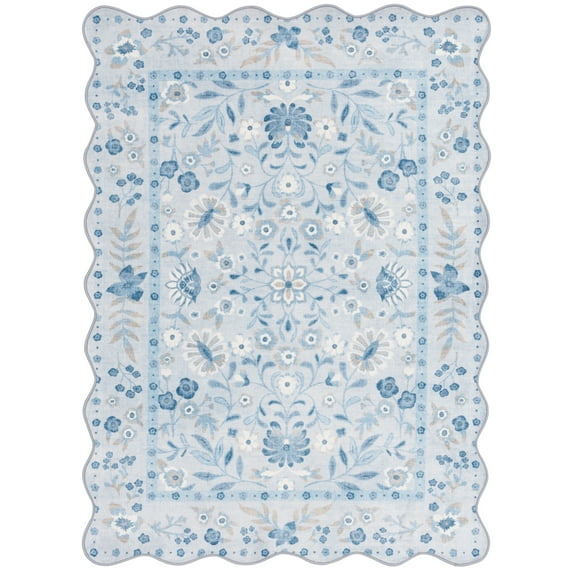 Mainstays 4'x5'6" Blue Persian Faux Fur Scalloped Indoor Area Rug