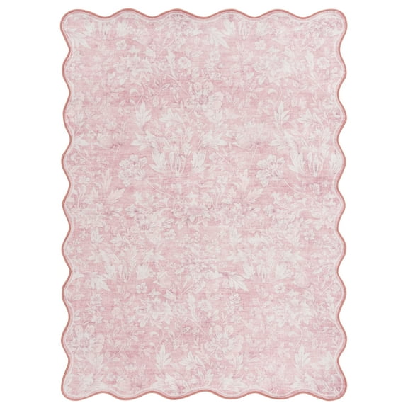 Mainstays 4'x5'6" Pink Feather Faux Fur Scalloped Indoor Area Rug