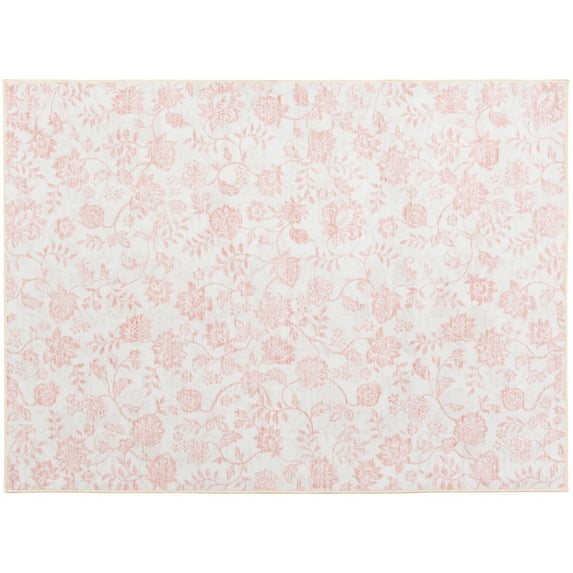 Mainstays Pink Floral Faux Fur Indoor Accent Rug, 4'x5'6"