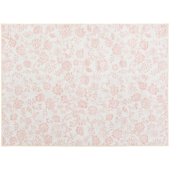 Mainstays Pink Floral Faux Fur Indoor Accent Rug, 4'x5'6"