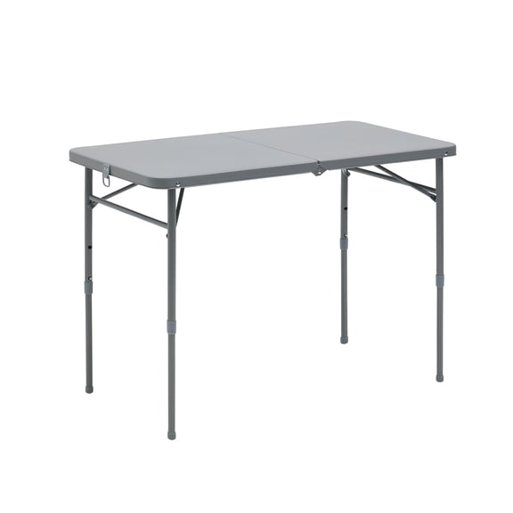 Mainstays 40"L x 20"W Plastic Adjustable Height Fold-in-Half Folding Table, Gray