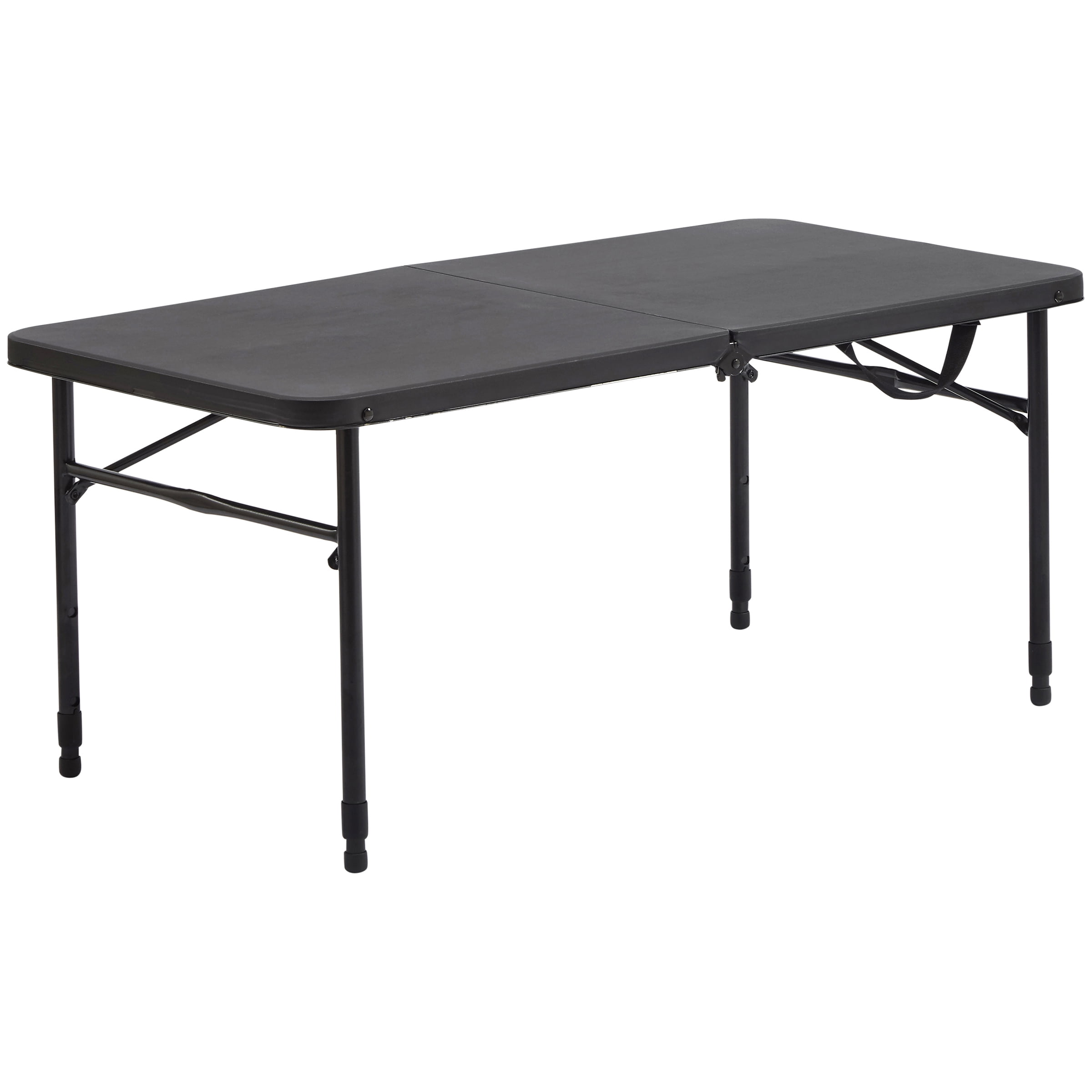 Black Polypropylene Adjustable Height Fold-in-Half Table