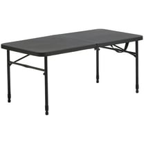 Mainstays 40"L x 20"W Plastic Adjustable Height Fold-in-Half Folding Table, Rich Black