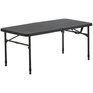 Mainstays 40"L x 20"W Plastic Adjustable Height Fold-in-Half Folding Table, Rich Black