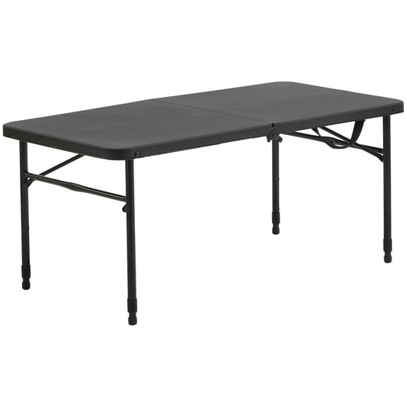 Mainstays 40" Plastic Adjustable Height Fold-in-Half Folding Table, Rich Black