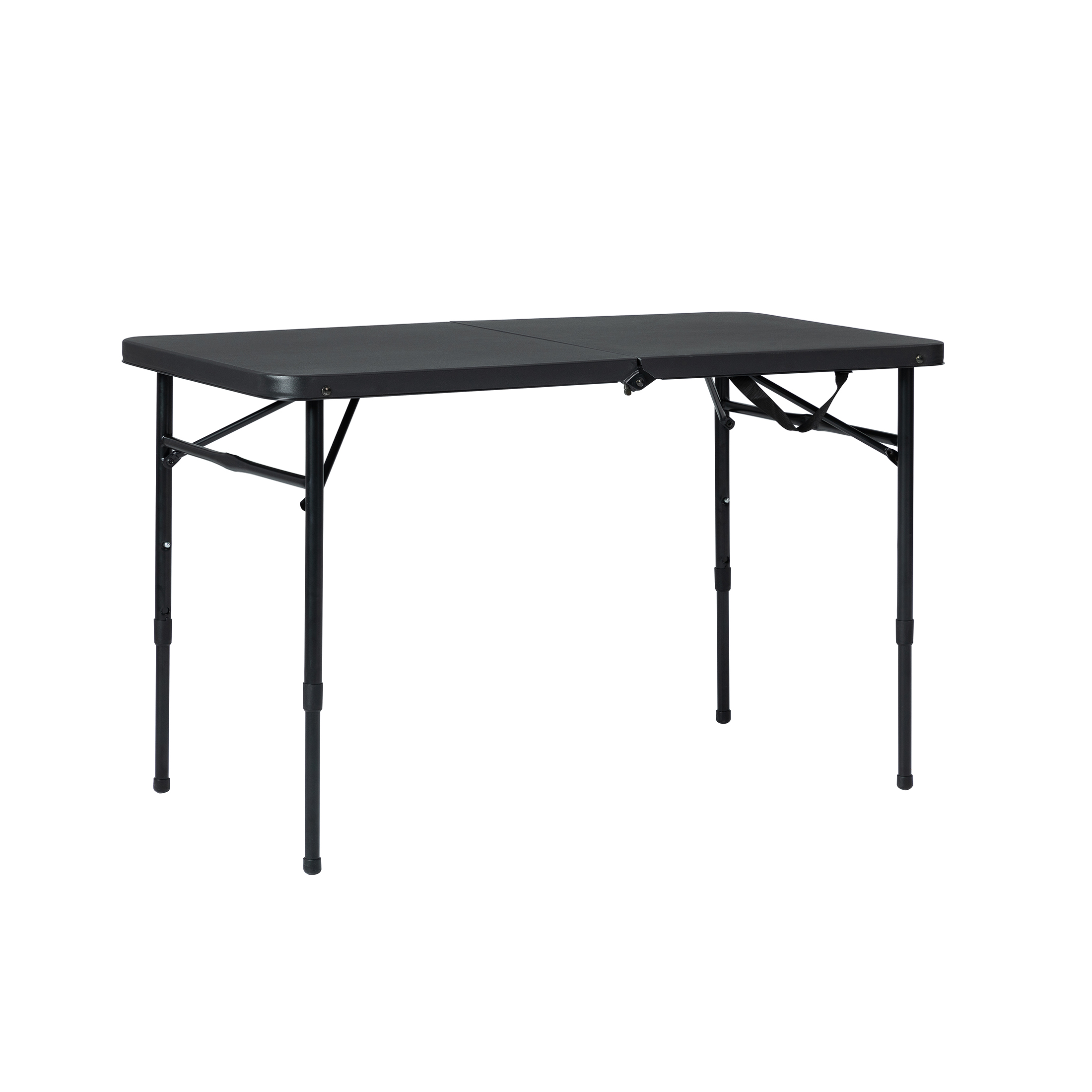 Mainstays 40"L x 20"W Plastic Adjustable Height Fold-in-Half Folding Table, Rich Black - image 1 of 11