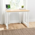 thumbnail interactive-video image 1 of Mainstays 40" Wood & Metal Writing Desk, Natural Teak with White Frame, 1 of 10