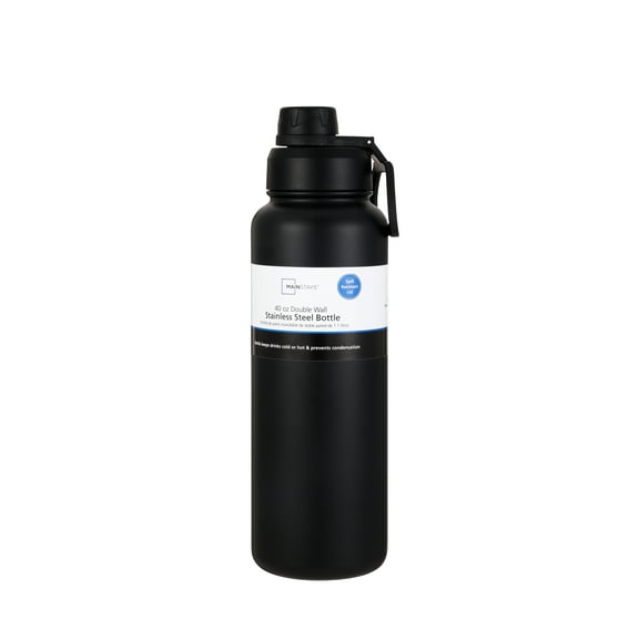 Mainstays 40 oz Black Stainless Steel Double Wall Water Bottle