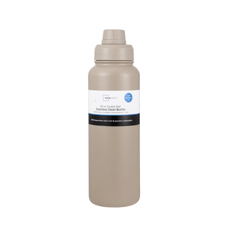 Mainstays 40 oz Tan Double Wall Stainless Steel Insulated Water Bottle