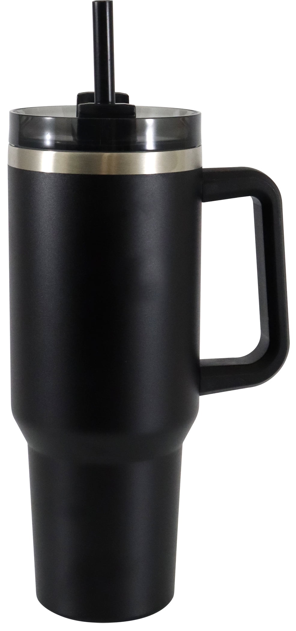 Mainstays 40 oz Stainless Steel Tumbler with Straw and Handle, Double Wall Insulated, Black