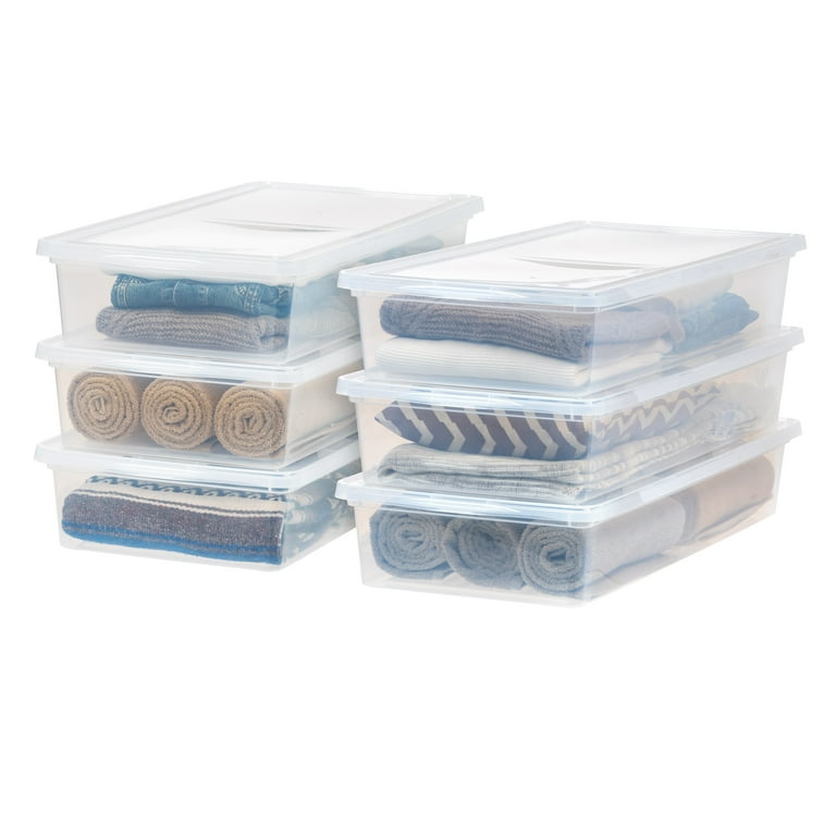 Mainstays 41 Qt. Plastic Underbed Storage Bins with Lids Clear Stackable Totes 6Pk