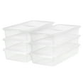 thumbnail image 1 of Mainstays 41 Qt. (10 gal.) Plastic Under Bed Box, Stackable Closet Storage Bins, Clear, Set of 6, 1 of 9