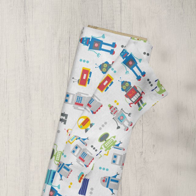 Mainstays 42" 100 Cotton Flannel Robots Sewing & Craft Fabric, 8 yd By