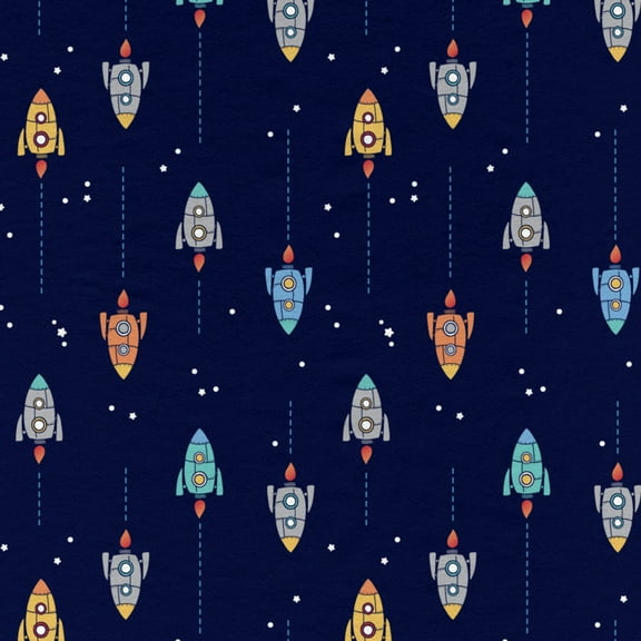 Mainstays 42" Light-weight Flannel Fabric Spaceships by the Yard, Blue