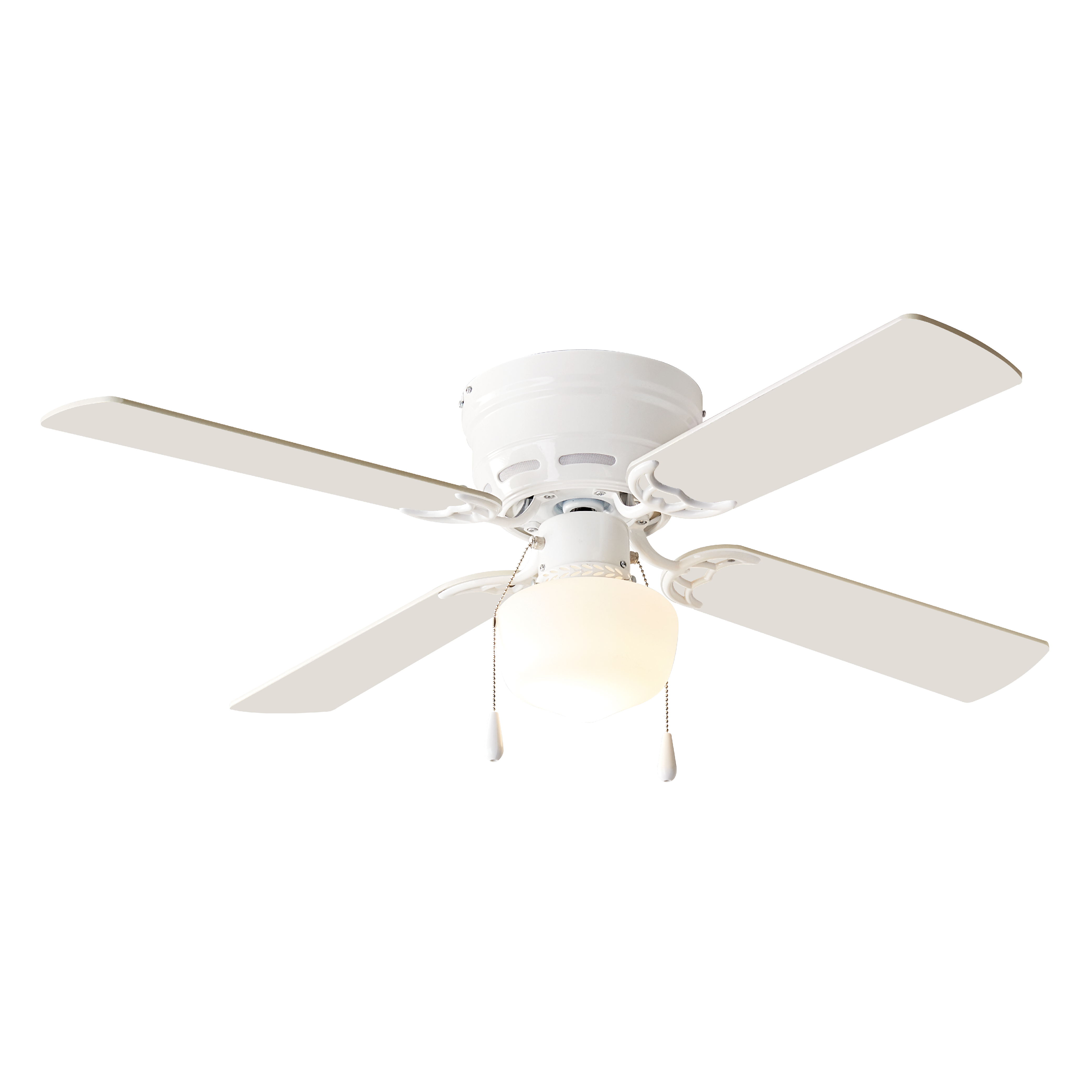 Mainstays 42 Inch Hugger Metal Indoor Ceiling Fan with Light, White, 4 Blades, LED Bulb, Reverse Airflow - image 1 of 17