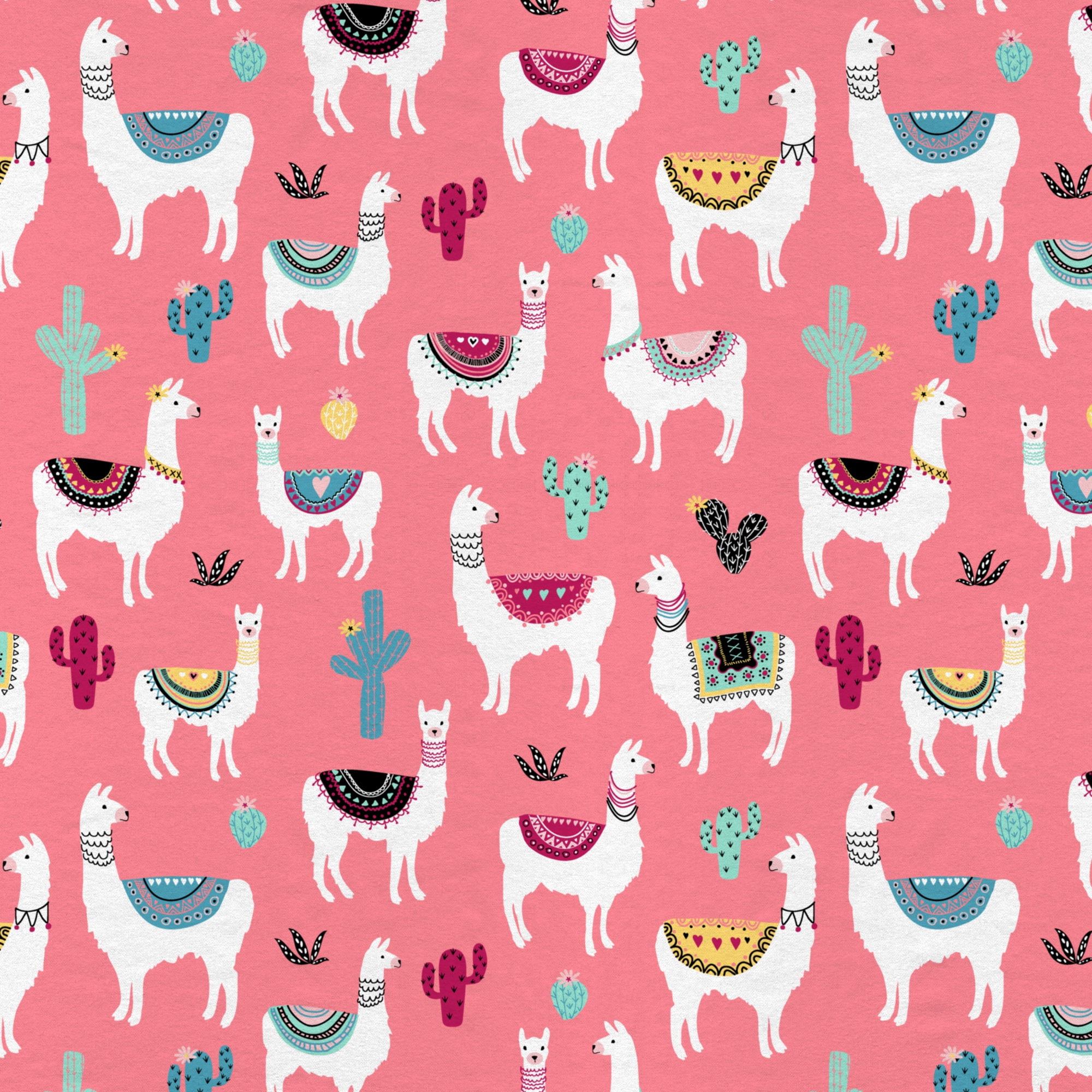 Mainstays 42" Light-weight Flannel Fabric Coral Llama by the Yard, Coral