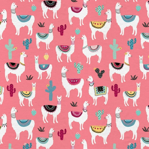 Mainstays 42" Light-weight Flannel Fabric Coral Llama by the Yard, Coral