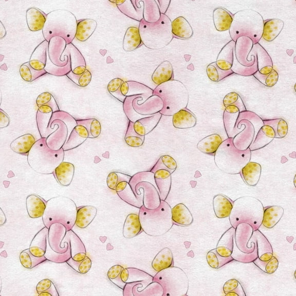 Mainstays 42" x 1.5 yd Cotton Light-Weight Flannel Sleepytime Elephant Precut Sewing & Craft Fabric, Pink