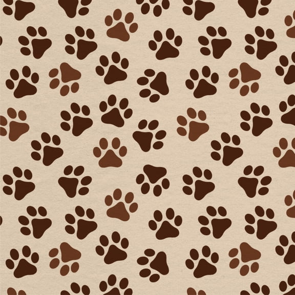 Mainstays 1.5 Yards 100% Cotton Light-weight Flannel Simple Paws, Beige, Brown, 42" Wide for Crafts