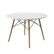 Mainstays 42 in Round Dining Table, Mid-Century Style, Beech and White