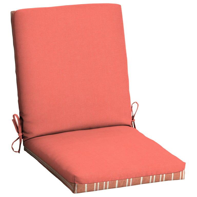Mainstays 43L x 20W Orange Coral Stripe Outdoor Chair Cushion 1 Piece 