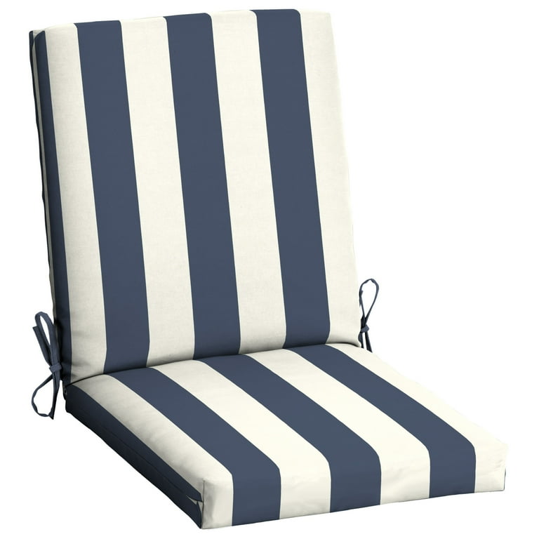 Mainstays 43 x 20 Navy Blue Stripe Rectangle Patio Chair Cushion 1 Piece Walmart