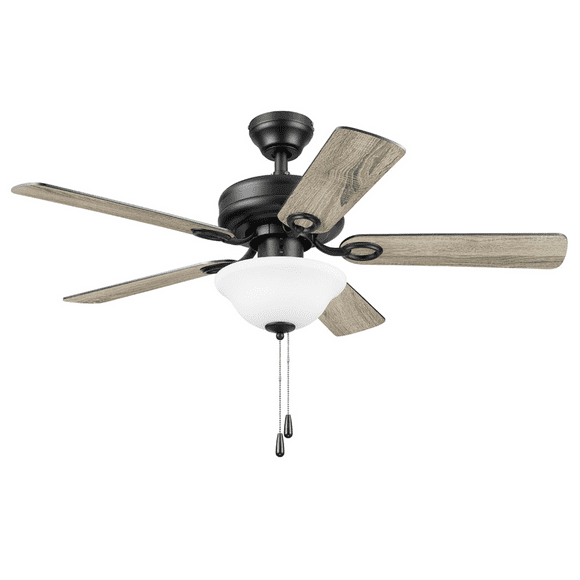 Mainstays 44" Black Indoor Ceiling Fan with Light, 5 Blades, Pull Chains & Reverse Airflow