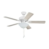 Mainstays 44" White Downrod Indoor Ceiling Fan with Light, 5 Blades, Pull Chains & Reverse Airflow,