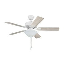 Mainstays 44" White Traditional Indoor Ceiling Fan with Light, 5 Blades, Pull Chains & Reverse Airflow,