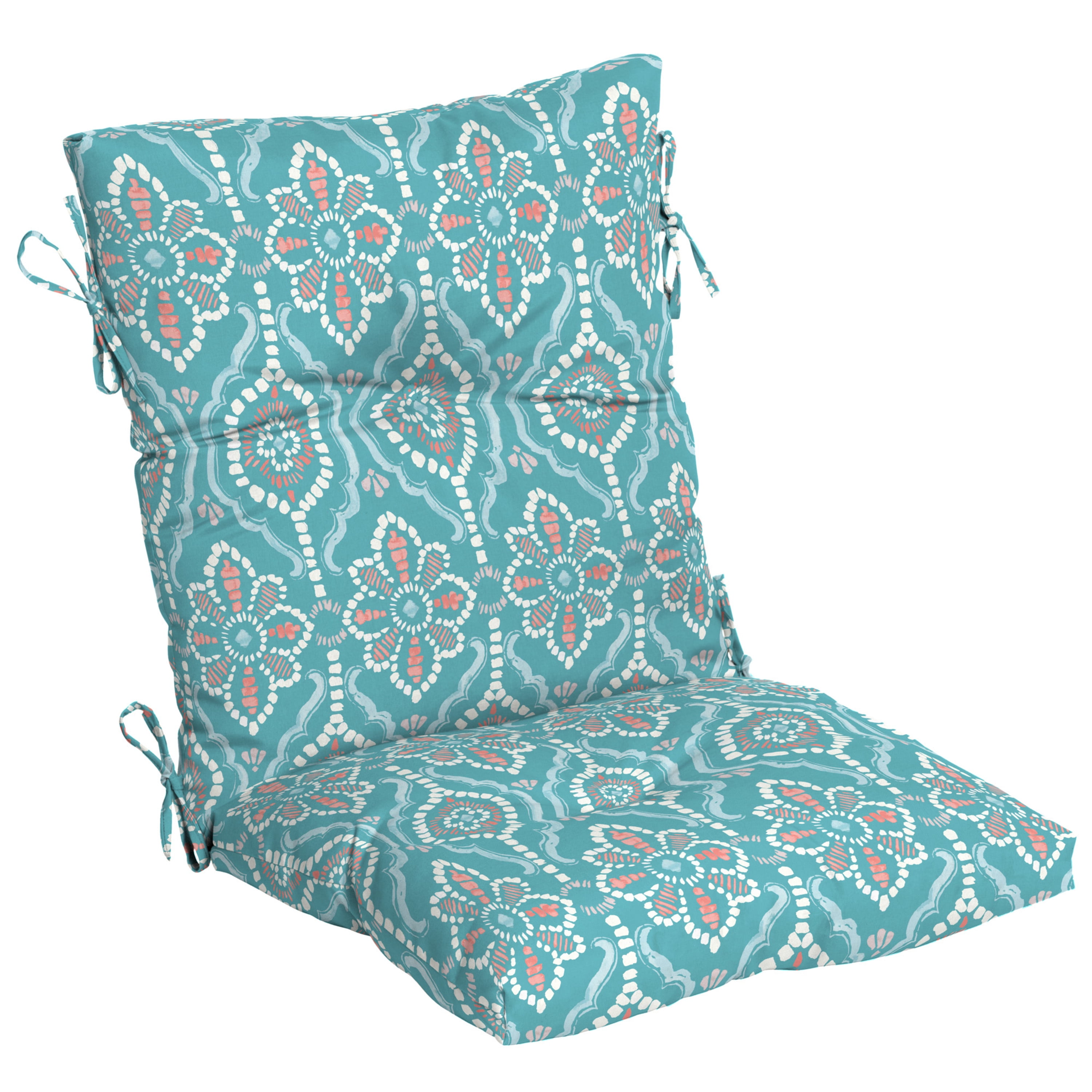 Mainstays 44 x 21 Turquoise Medallion Rectangle Outdoor Chair Cushion, 1  Piece 