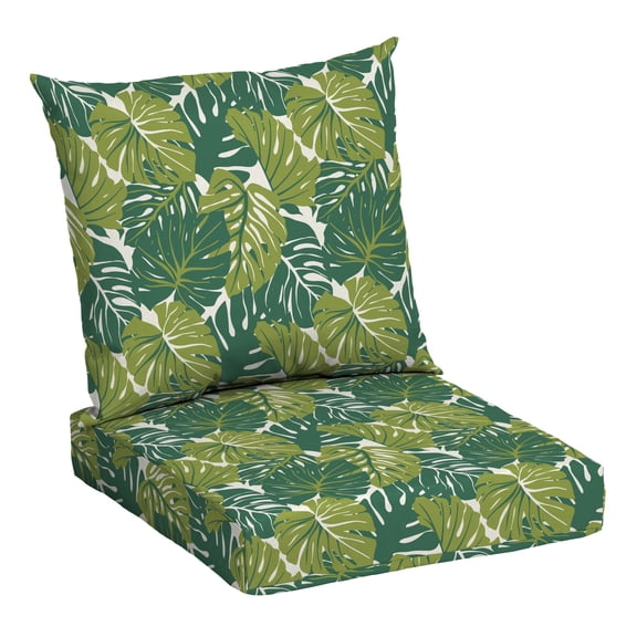 Mainstays 45"L x 22.75"W Green Leaf Rectangle Outdoor 2-Piece Deep Seat Cushion