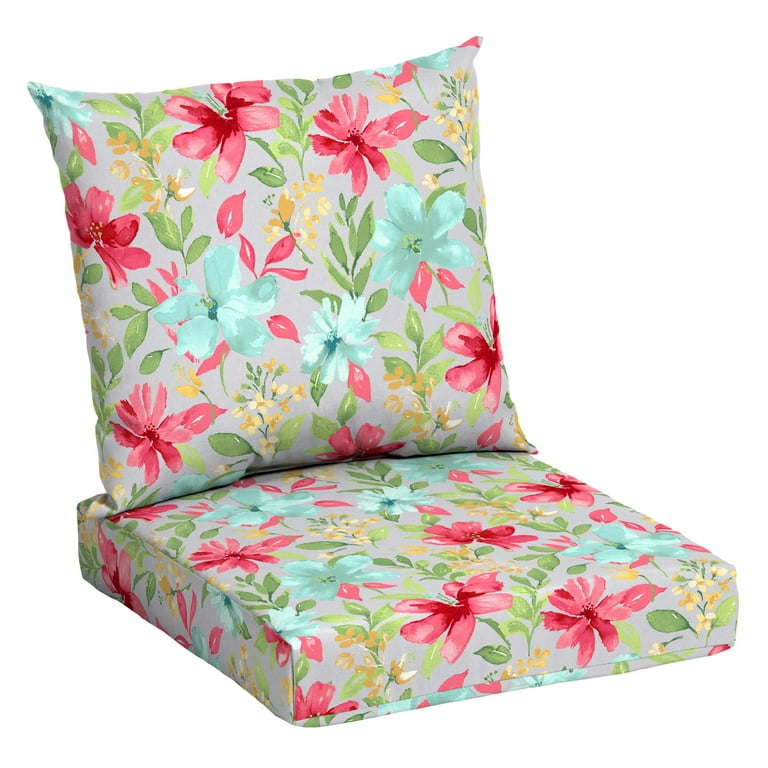 Mainstays 45 x 23 Multi-color Floral Rectangle Outdoor 2-Piece Deep Seat  Cushion