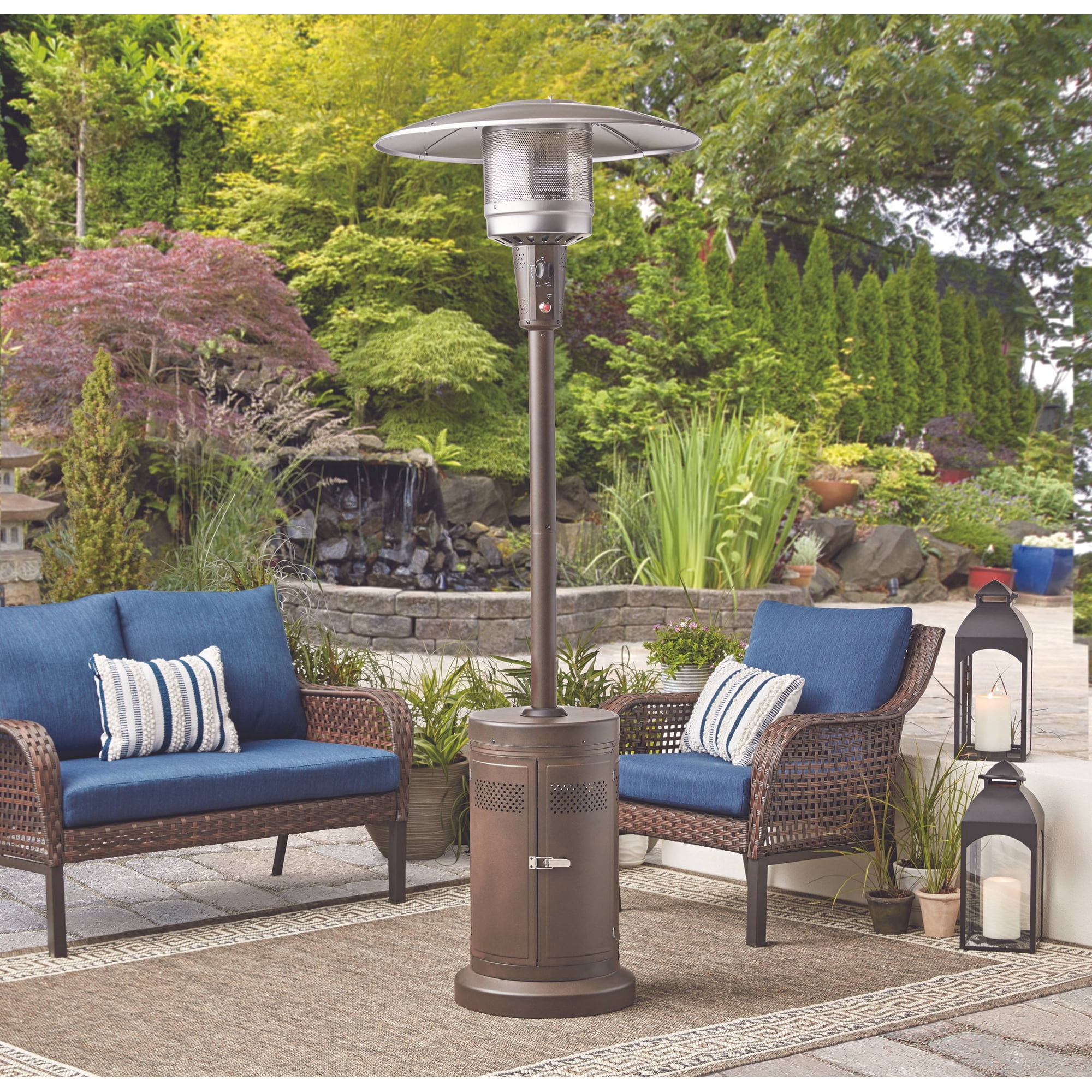 Mainstays 48,000 BTU Propane Gas Outdoor Freestanding Patio Heater , Brown  Powder Coat Finish - Walmart.com