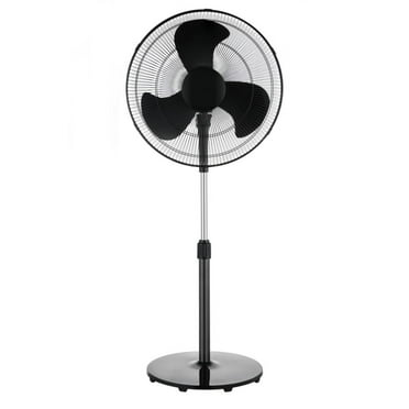 Mainstays 48" Tall, 3-Speed Oscillating Pedestal Fan, Adjustable 18" Fan Head, Black, New
