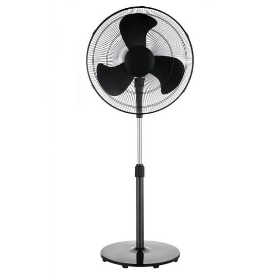 Mainstays 48" Tall, 3-Speed Oscillating Pedestal Fan, Adjustable 18" Fan Head, Black, New