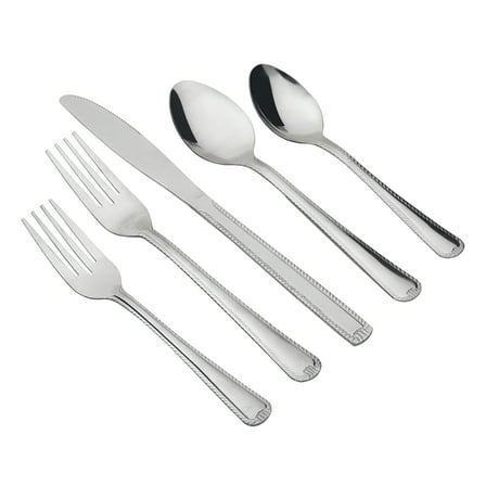 Mainstays 49 Piece Lace Stainless Steel Silver Flatware Value Set with Tray Organizer, Service for 8 3.11 lb