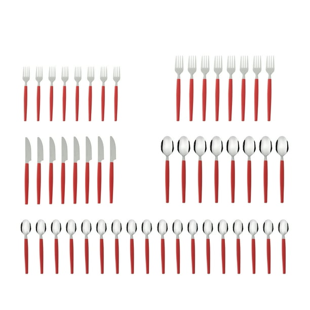 Mainstays 49 Piece Stainless Steel and Plastic Flatware Set with Tray