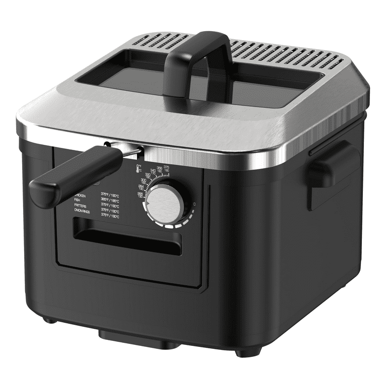 Mainstays 4L Electric Deep Fryer Matte Black Stainless Lid 1800W