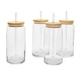 thumbnail image 1 of Mainstays Briar Can Glass Drinkware with Lids & Straws, Set of 4, 1 of 7