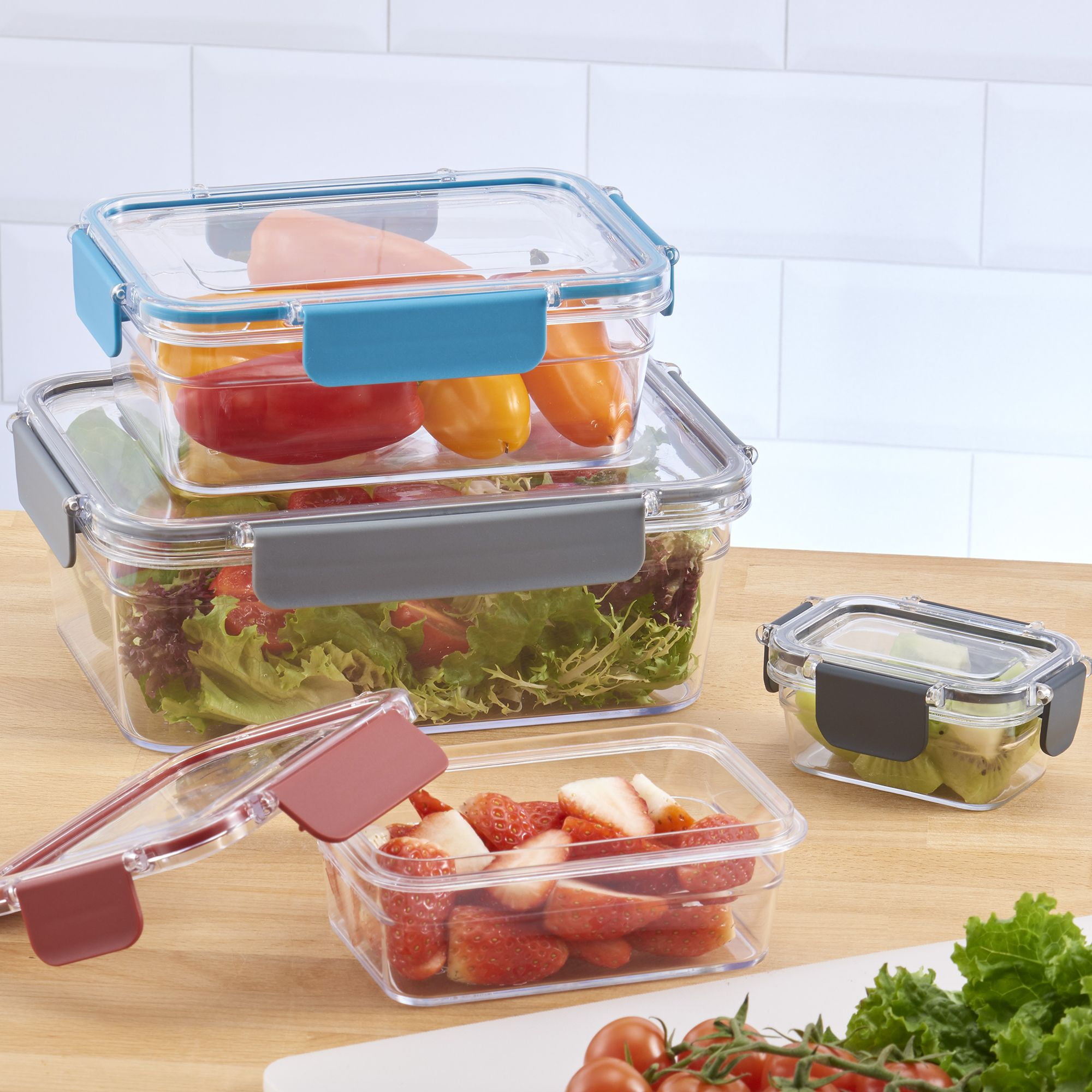 Mainstays 5PK 620ml Rectangular Snack Divider Meal Prep Container, Clear  Lids & Black Containers 
