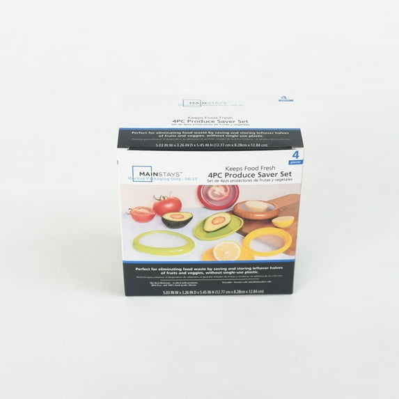 Mainstays 4-Piece Silicone Reusable Stretchable Produce Saver for Fresh Fruits and Vegetables