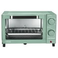 thumbnail image 1 of Mainstays 4SL Toaster Oven with 3 Settings, includes Baking Rack and Pan, Sage Green, 1 of 13