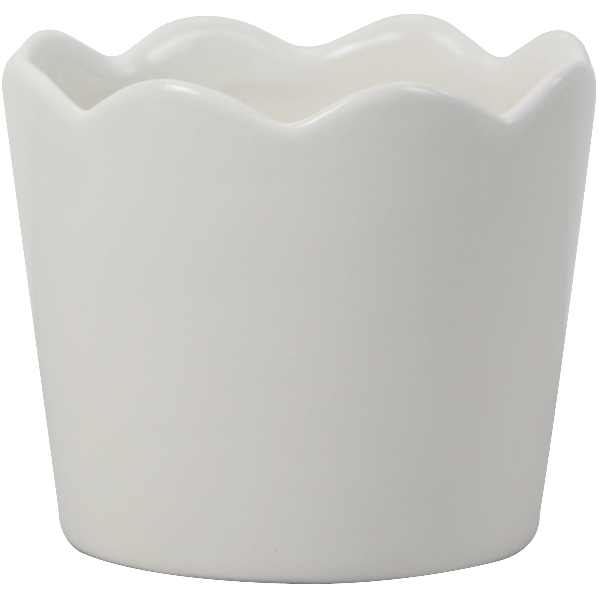 Mainstays 4in Scallop White Ceramic Round Planter